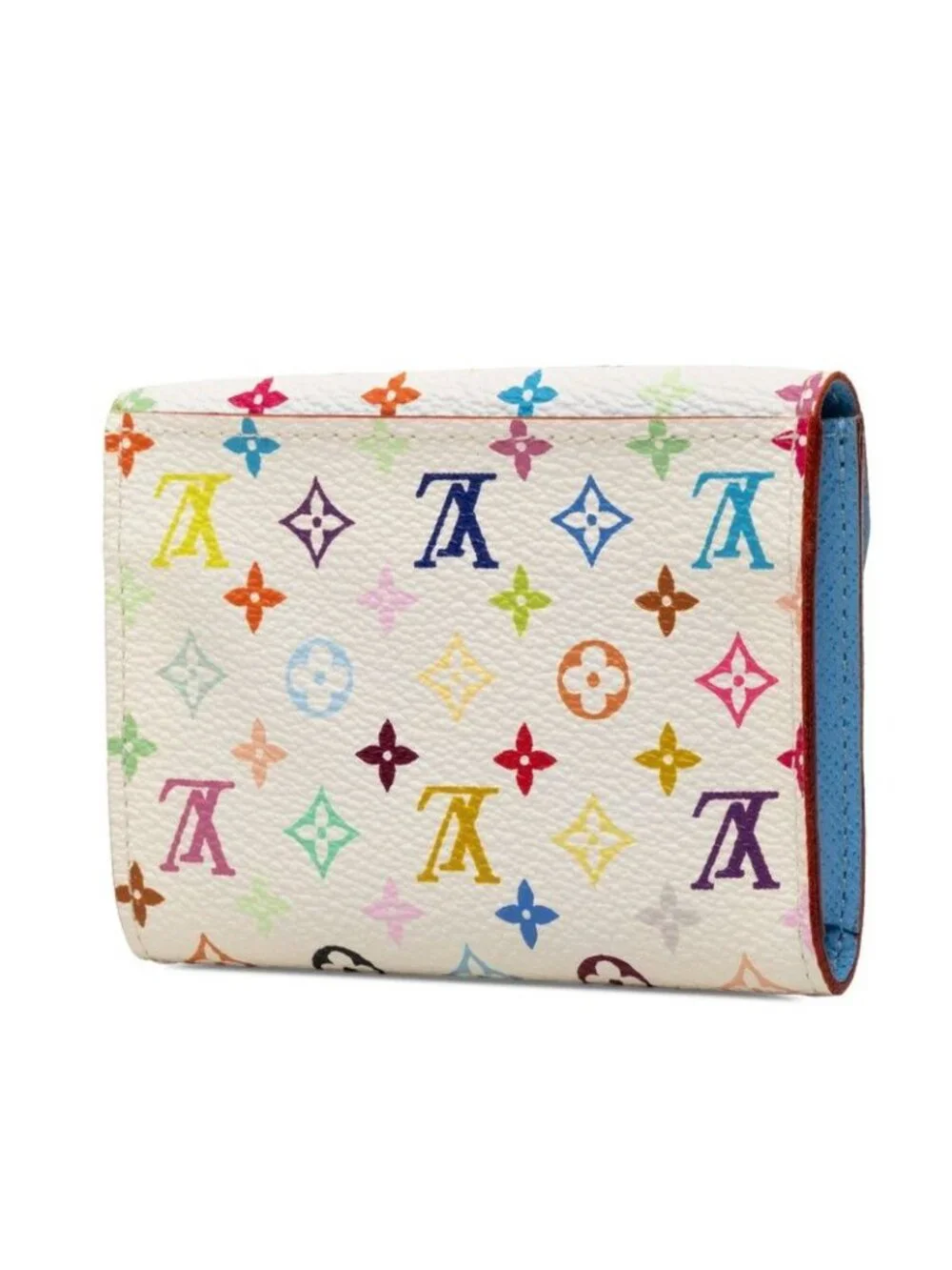Louis Vuitton Monogram Multicolor Business Card Holder Case White Blue Leather